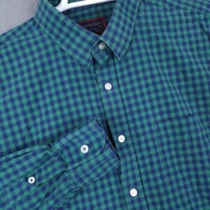 UNTUCKit Button Down Shirt Mens Large Green Gingham Plaid Cotton Casual Preppy